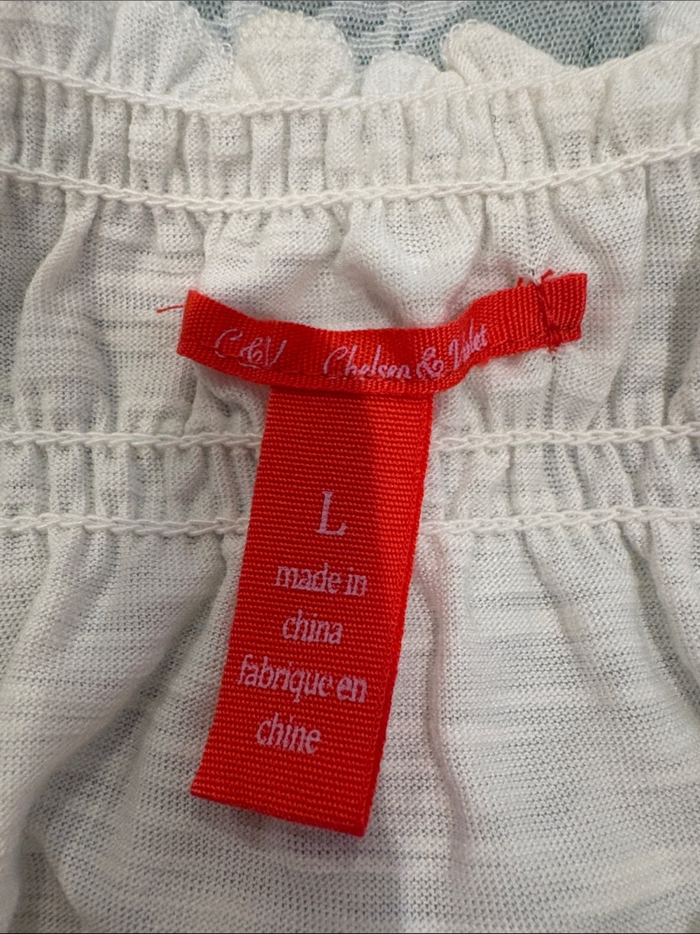 Chelsea & Violet Crème Smocked Waist women’s shirt